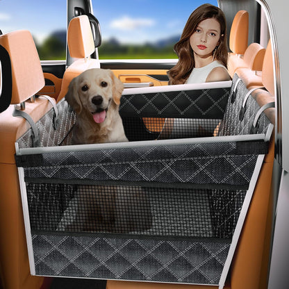 Doglike Dog Car Seat with Removable Cushion for Medium Dogs (30-60lbs) - 7-Layer Waterproof Hard Bottom Back Seat Extender, Spacious Pet Car Seat for SUV/Truck/Home, 2025 Upgraded