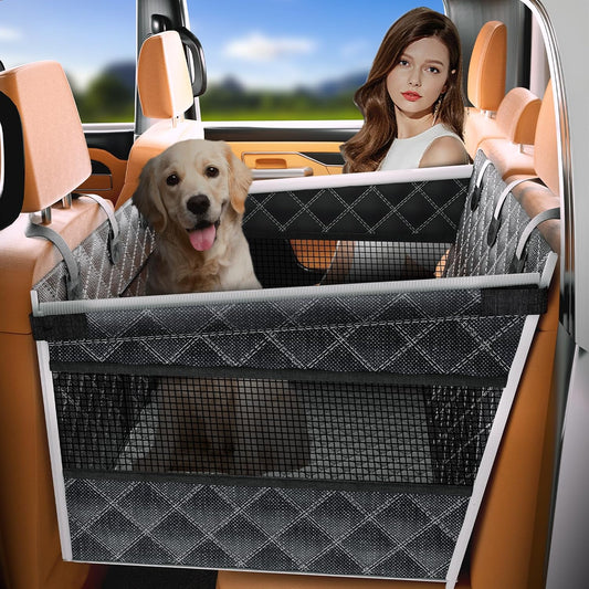 Doglike Dog Car Seat with Removable Cushion for Medium Dogs (30-60lbs) - 7-Layer Waterproof Hard Bottom Back Seat Extender, Spacious Pet Car Seat for SUV/Truck/Home, 2025 Upgraded