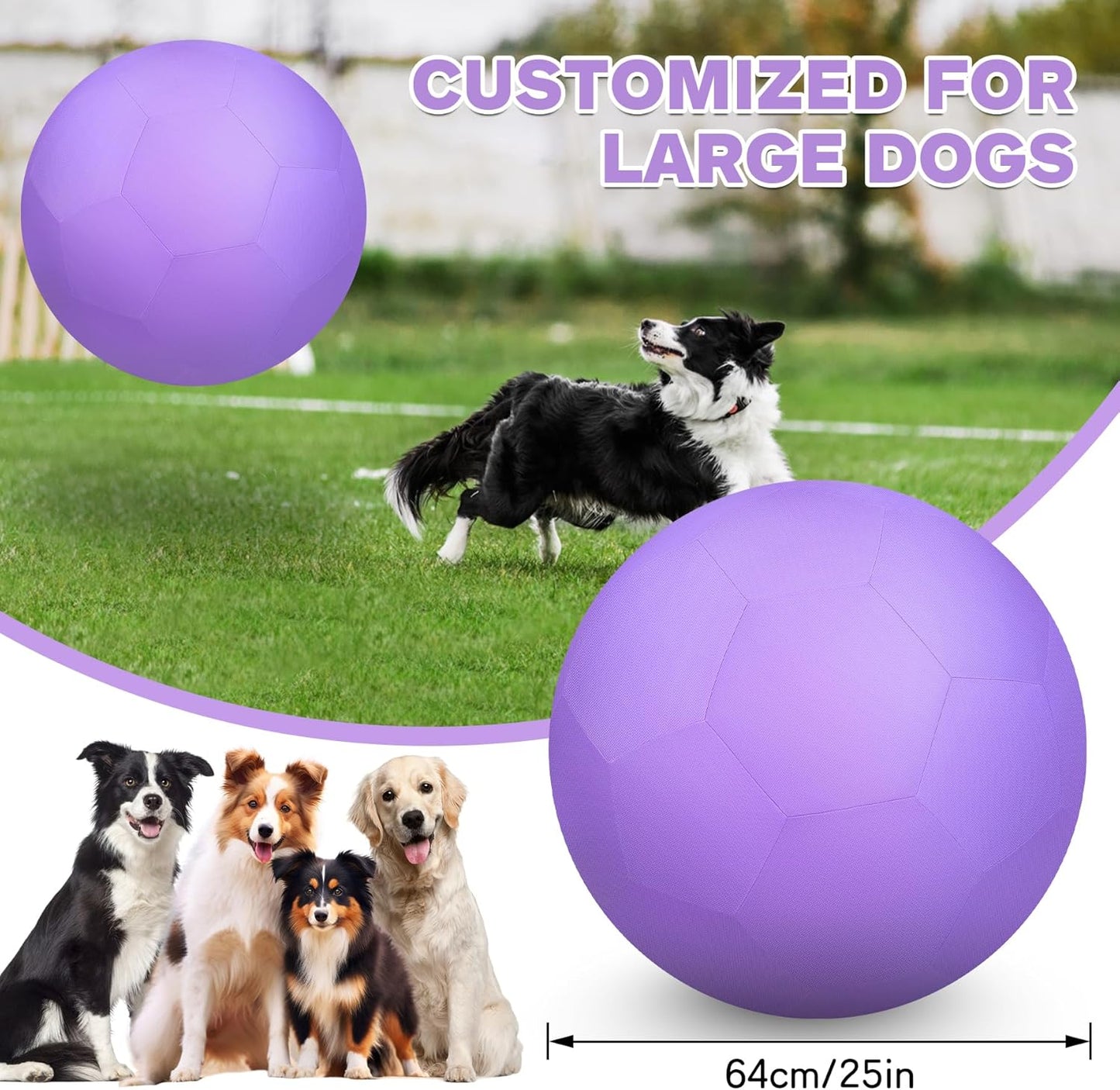 25" Herding Ball for Dogs and Horses, Durable Waterproof Dog Toy, Dual-Layer Large Interactive Pet Play Ball for Australian Shepherds, Cattle Dogs