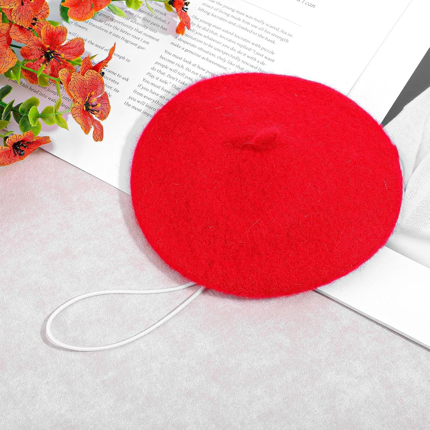 1Pcs Dog Beret for Small Dogs Cat, French Artist Dog Hats Cute Felt Cats Hat for Small Dogs Cat Halloween Christmas Hair Accessory Photo Props(Red)