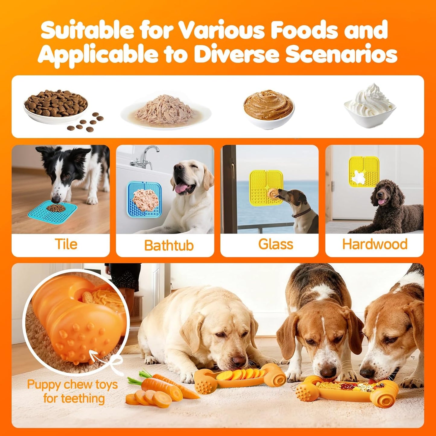 Dog Enrichment Toys 6 Pack-Dog Toys to Keep Them Busy,Lick Mat,Ball & Chew Bone with Peanut Butter,Frozen Treat Puzzle Dispenser for Anxiety Relief,Reduce Boredom,Perfect for Bathing Grooming