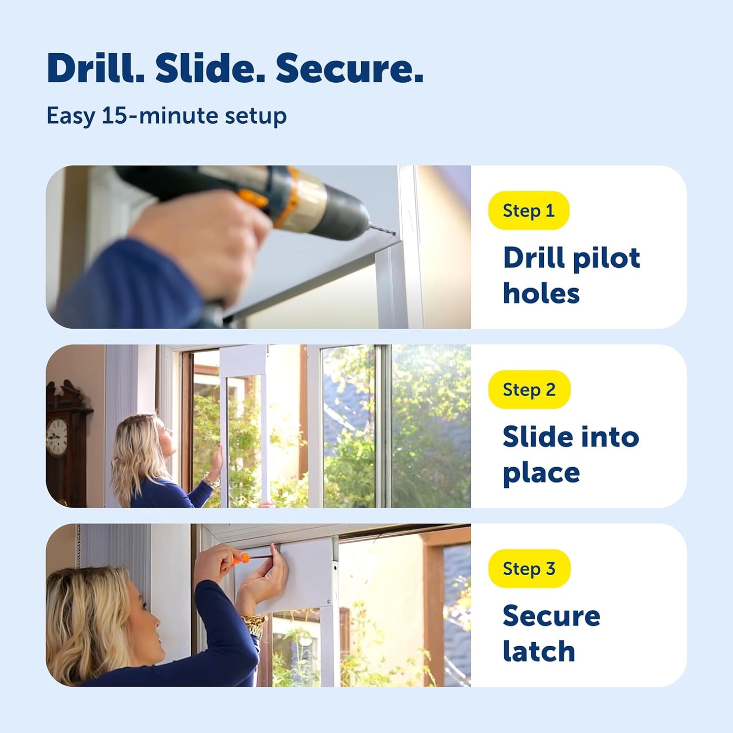 PetSafe Sliding Glass Pet Door - No-Cut DIY Install Doggy Door for Renters - Aluminum Frame - Adjustable Height 75 7/8" to 80 11/16" - Ideal for Large Dogs Up to 100 lb - White