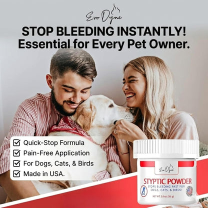Styptic Powder for Dogs, Cats, and Birds (2 oz) by Evo Dyne | Fast-Acting Blood Stop for Pets | Quick Stop Bleeding Powder for Dog Nail Clipping, Grooming, Cuts and More (1-Pack)