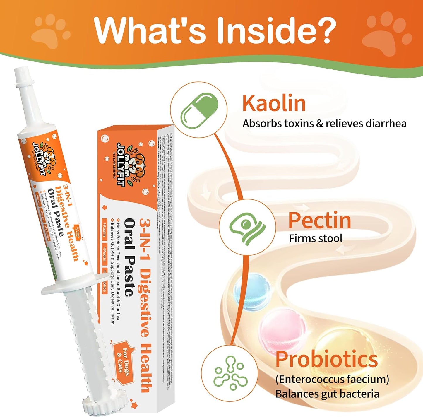 Antidiarrheal for Dogs - Kaolin Pectin Probiotic Paste for Dog, Anti-diarrheal for Cats - Puppy Probiotic Supports Firm Stool, Balances Gut pH, and Promotes Daily Digestive Health - 1 oz