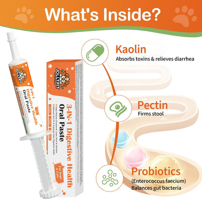 Antidiarrheal for Dogs - Kaolin Pectin Probiotic Paste for Dog, Anti-diarrheal for Cats - Puppy Probiotic Supports Firm Stool, Balances Gut pH, and Promotes Daily Digestive Health - 1 oz