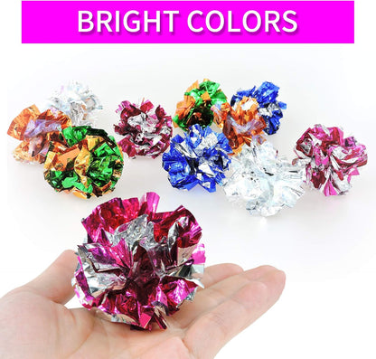 Andiker 10PC Cat Crinkle Balls, 2.36 Inches 5 Colors Kitten Balls Interactive Cat Toys for Indoor Cats to Chew, Chase, Swat, Bite, Hunt to Kill Time and Keep Fit(10 pcs)