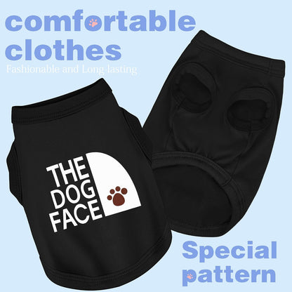 Personality Canine Attire: Soft, Lightweight Cotton Dog Clothes with 'The Dog Face' Print. Small and Medium Breeds, Perfect for Everyday Wear, Comfortable and Breathable Pet Shirt Dark Blue M