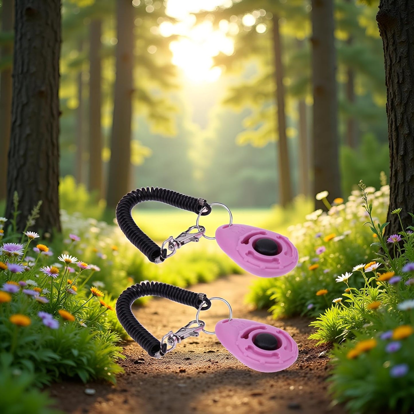 2Pcs Pink Clicker Easy to Use with Button Dog Training Accessories Strong and Long-Lasting,Training and Behavior Aids