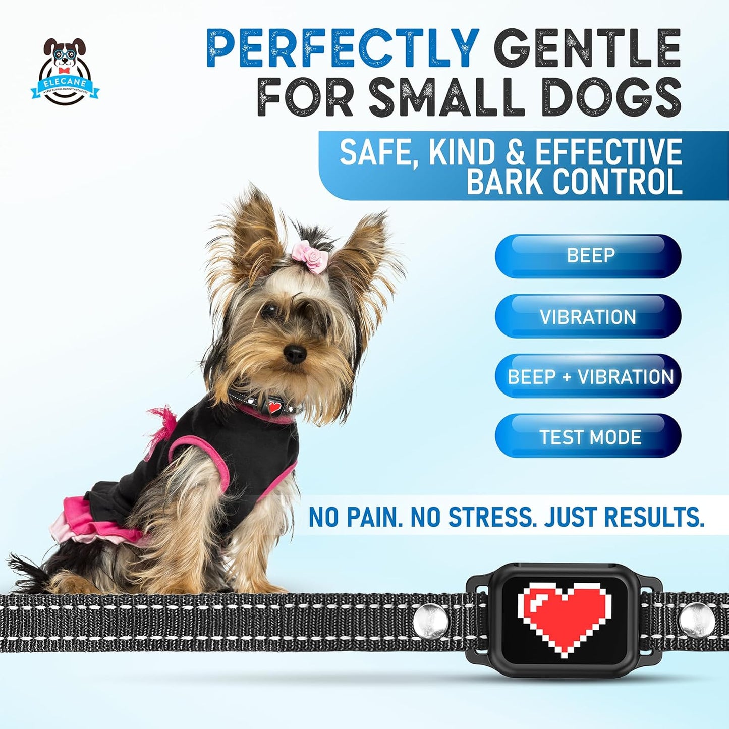 2 Pack Bark Collar for Small Dogs 5-15 lbs with Magnetic Charging – No Shock, 3 Beep & Vibration Modes, 5 Sensitivity Levels – Humane Stop Anti-Barking Device – Dog Training Bark Collar (Black/RH)