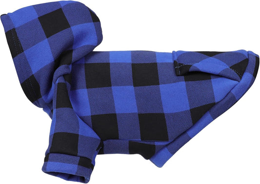 Plaid Dog Hoodie: Premium Polycotton Fabric Dog Clothes with Back Pocket and Leash Hole, Dog Sweatshirt for Small, Medium, & Large Dogs ¨C Stylish and Functional for All Occasions Blue XS