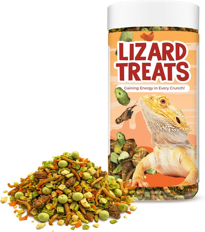 JOR Bearded Dragon Fruit & Insect Mix, Sun-Dried Vegetables, Freeze-Dried Bananas, Crickets, Mealworms & Calcium-Enriched Silkworms, Tasty Balanced Meal for Turtles, 3.5 oz