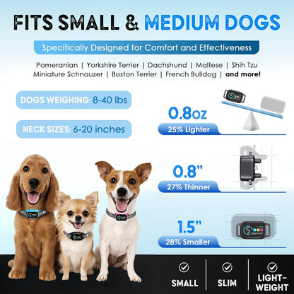 Bark Collar for Small Dogs 5-15 lbs – No Shock Anti Barking Collar with AI Chip – 3 Modes & 5 Sensitivity Levels – Waterproof, Rechargeable, Magnetic Charging – Humane, Effective Training (Black)