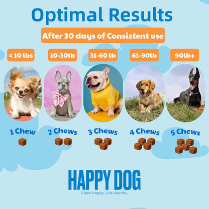 Probiotics for Dogs – Gut Health by Happy Dog | Organic, Vegan Probiotic Soft Chews with Prebiotics for Digestion, Immunity & Itchy Skin Relief | 120 Soft Chews Peanut Butter Flavor