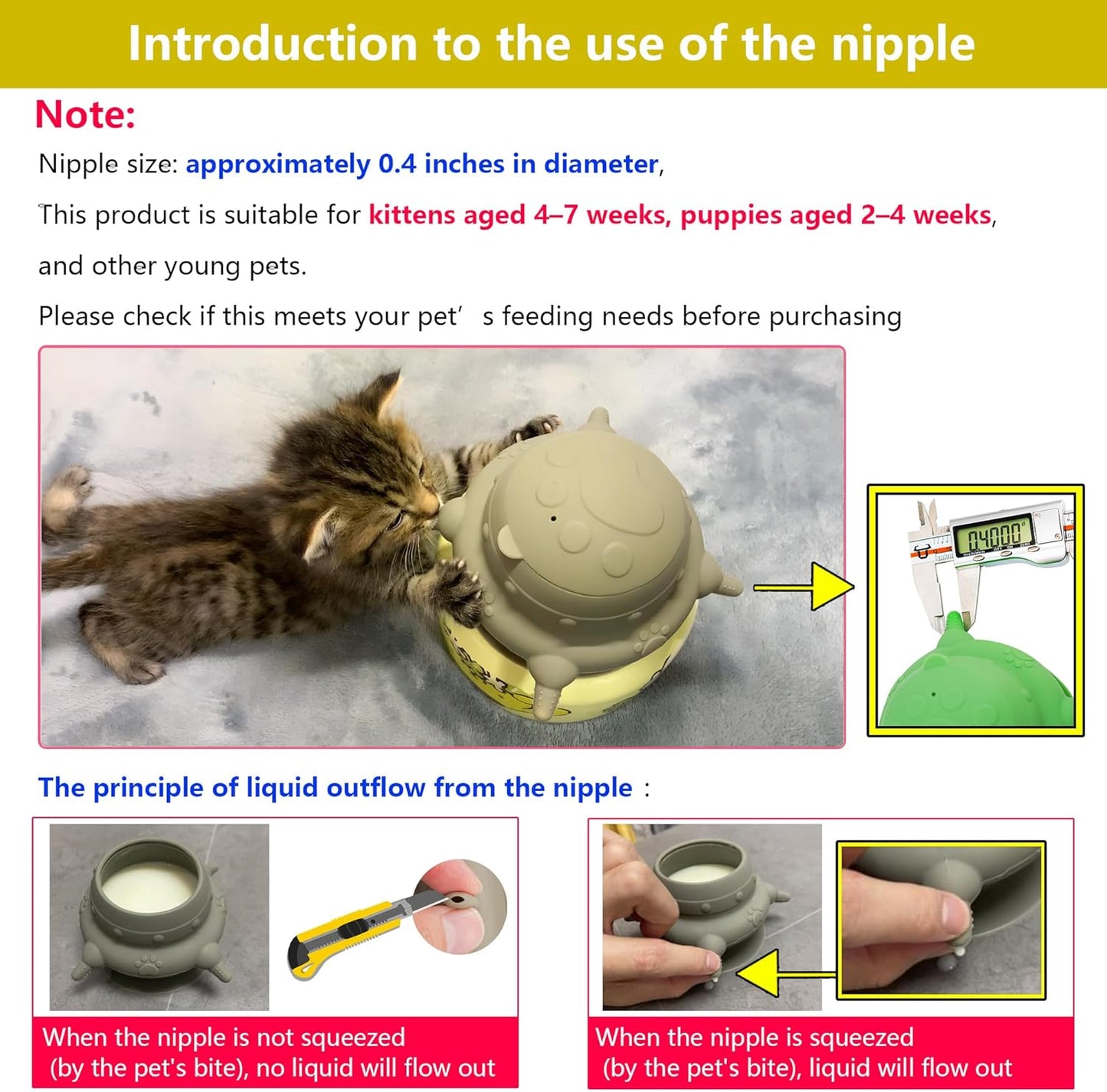 Puppy Bottles for Nursing,Puppy Milk feeders for Multiple Puppies Nipple,Puppy Feeder Milk Bowl,Feeder Bowl for Kittens,Grey