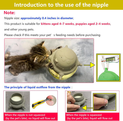 Puppy Bottles for Nursing,Puppy Milk feeders for Multiple Puppies Nipple,Puppy Feeder Milk Bowl,Feeder Bowl for Kittens,Grey