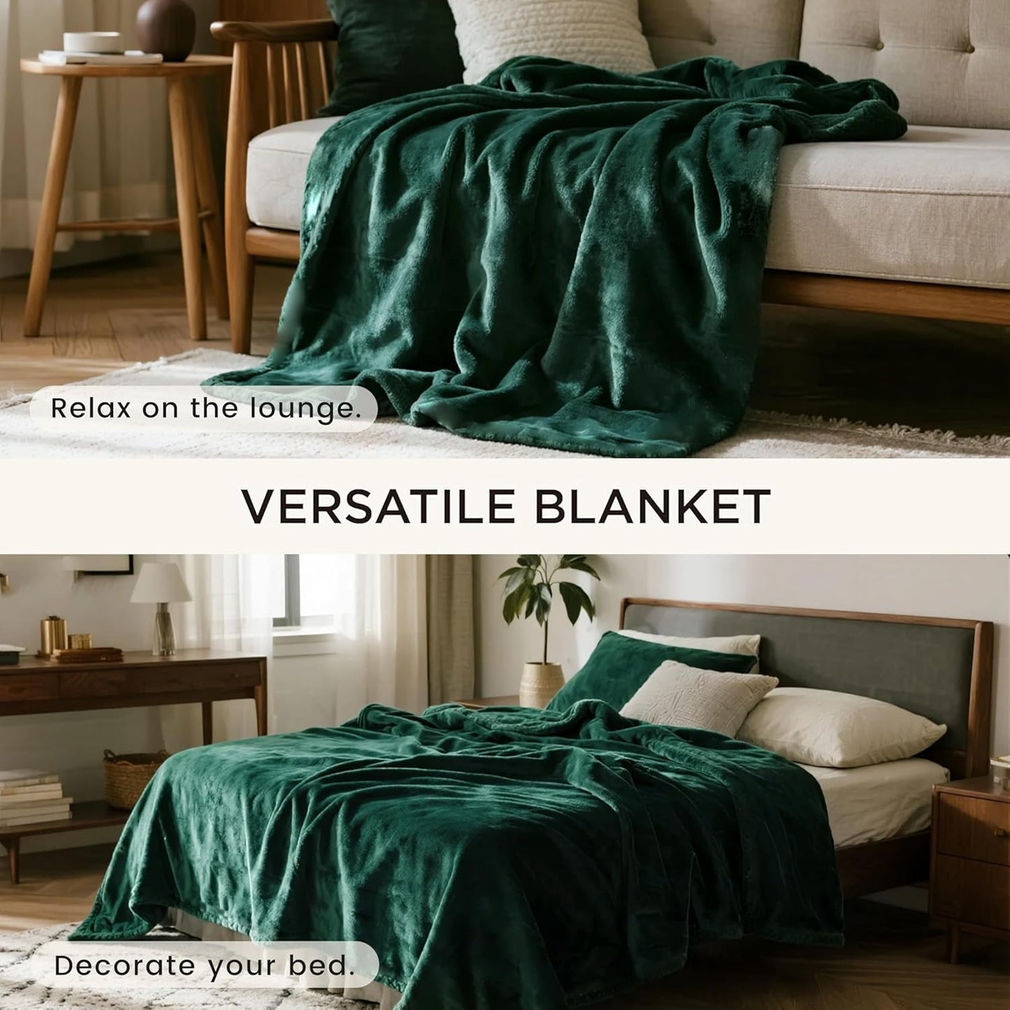 gogobunny Waterproof Bed Blanket, Reversible Sherpa Fleece Throw Blanket for Dog Puppy Cat, Furniture Cover Protects Bed Couch Sofa from Liquid Pee and Pet Fur (Forest Green, 50x60 inches)