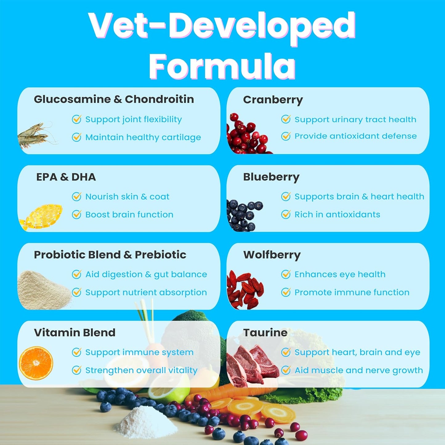 All-in-One Dog Multivitamin with Superfood Berries, Probiotics, Glucosamine, Omega 3 - Support Hip Joint, Skin Coat, Allergy Relief, Digestion, Immune Health - Vitamins Supplement - 120 Chews