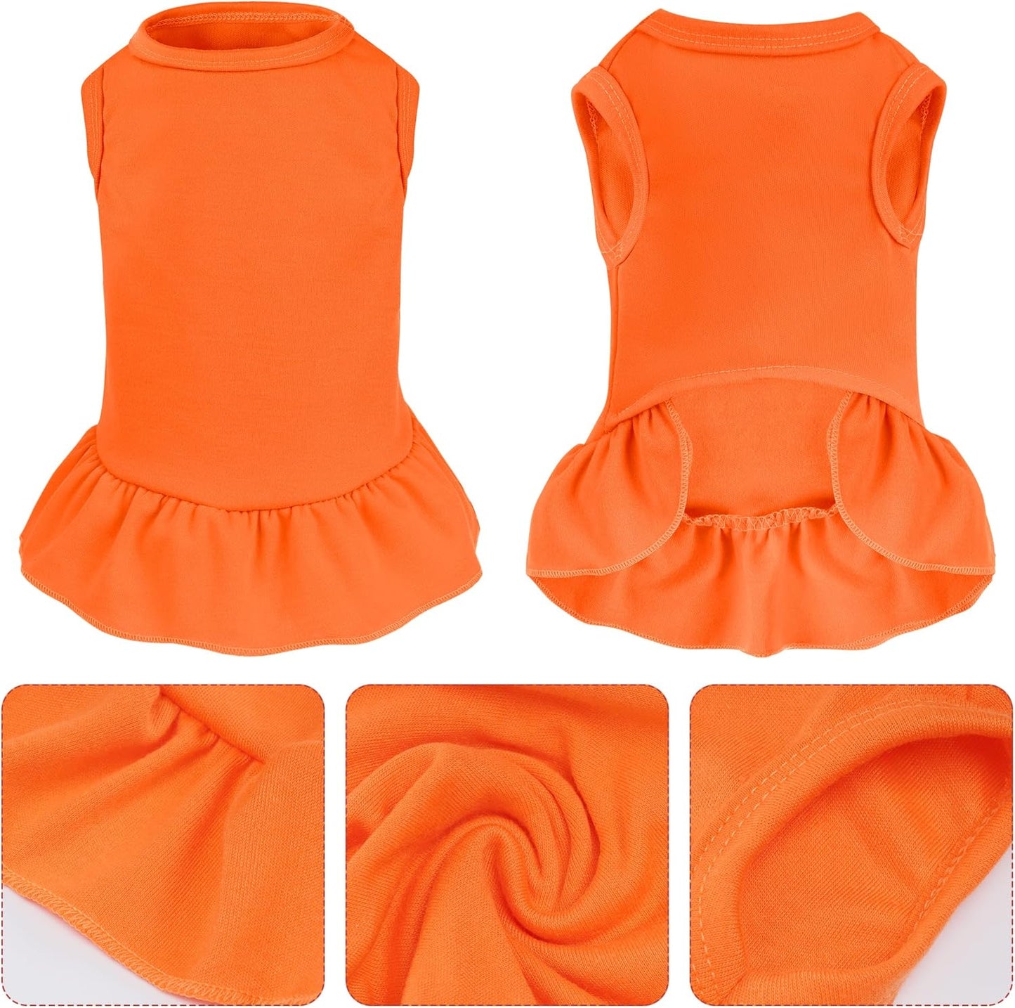Dog Dresses Cat Skirt Solid Color Dog Clothes Summer Sleeveless Puppy Girl Clothes for Small Pet Dogs Cats (Orange, Medium)