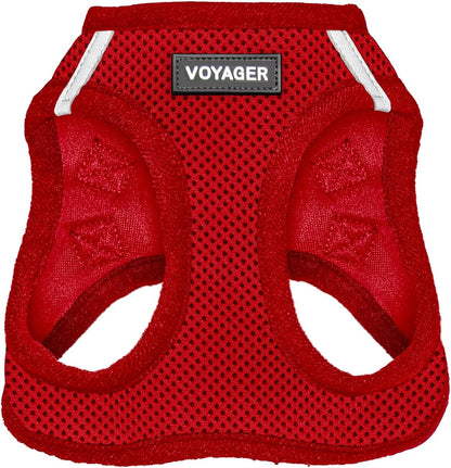 Best Pet Supplies Voyager Step-in Air Harness - All Weather Mesh, Reflective, No Pull Harness for Dogs, Cats - Secure with Hook & Loop Fastener, Buckle, Double D-Rings - Red, XS