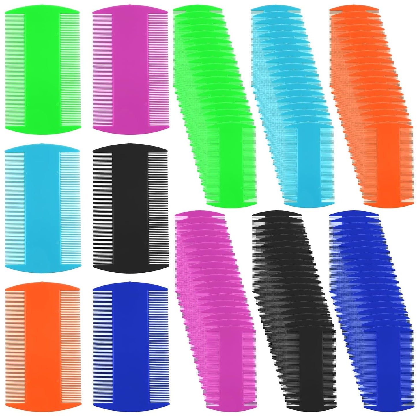 120 Pack Plastic Flea Lice Combs, Fine Tooth Flea Tick Comb, Double Sided Pet Combs, Cat Dog Hair Dandruff Removal Comb, Grooming Tools for Rabbit, Cat, Dog, Kitten, Small Pet (6 Colors)