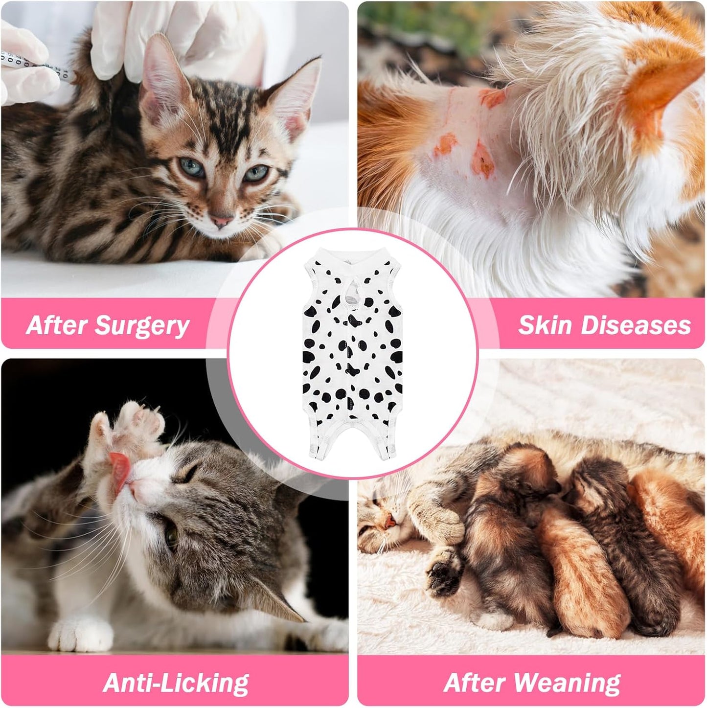 Coppthinktu Cat Recovery Suit Female Cats Onesie for Cats, Breathable Cat Surgery Suit for Surgical Abdominal Wounds Skin Diseases, Cute Kitten Spay Recovery Suit E-Collar Alternative Anti Licking
