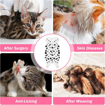 Coppthinktu Cat Recovery Suit Female Cats Onesie for Cats, Breathable Cat Surgery Suit for Surgical Abdominal Wounds Skin Diseases, Cute Kitten Spay Recovery Suit E-Collar Alternative Anti Licking