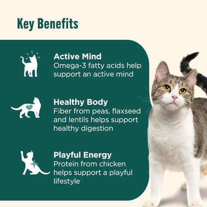 Nutrish Indoor Complete Premium Natural Dry Cat Food, Chicken with Lentils & Salmon Recipe, 14 Pounds (Packaging May Vary)