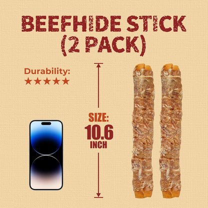Just Try 2 Pack 10.6" Chicken Wrapped Rawhide Chew Sticks for Dogs - Long Lasting Dog Chews, Healthy Dog Bones Dental Treats for Medium Dogs