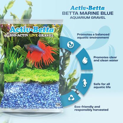 Activ Betta Blue Gravel, 1 lbs - pH Balance, Water Clarity, Ideal Aquarium Decor, Fish Tank Gravel, Betta Fish Substrate