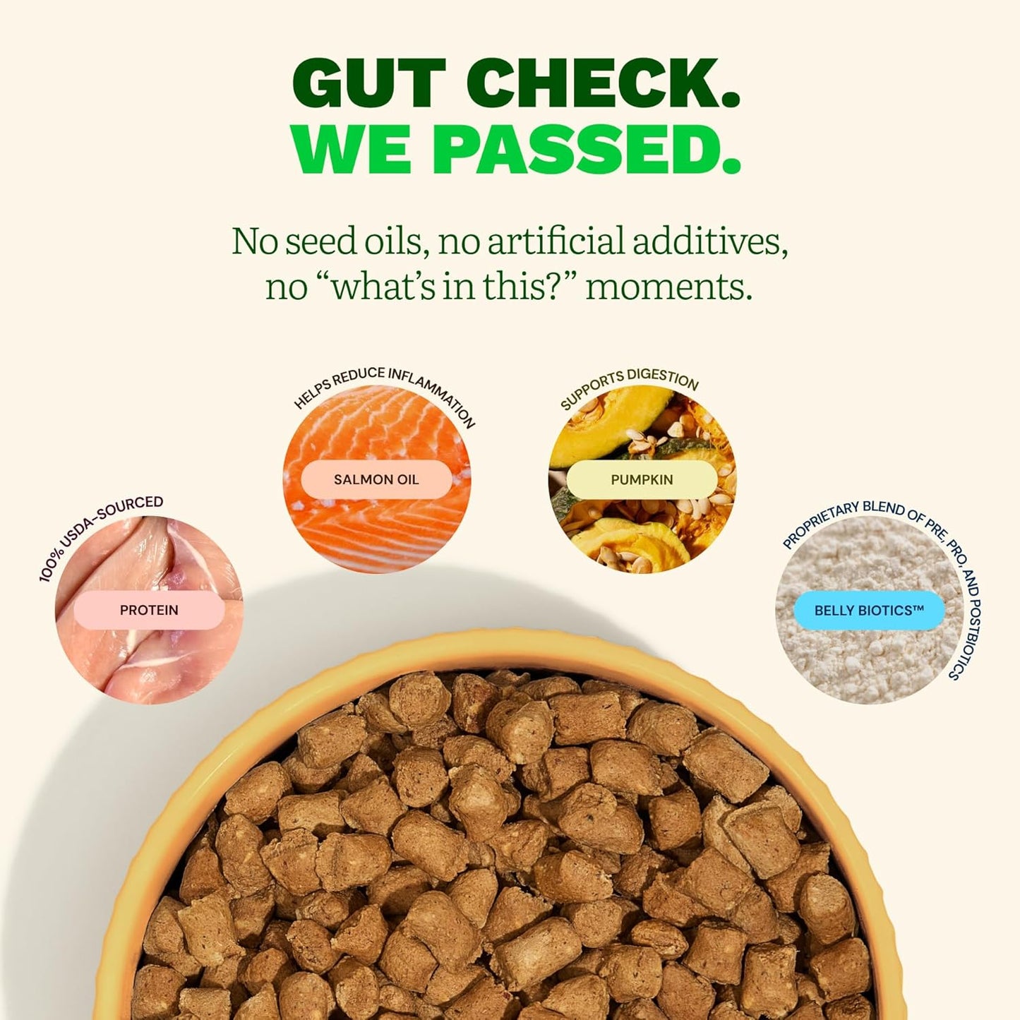 Get Joy Freeze Dried Raw Chicken Dog Food, High Protein Grain Free Meal, Topper & Treat, Gut Health Support with Probiotics, Small to Large Breed, 32oz Bag