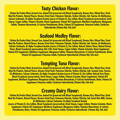 Temptations Classic Crunchy and Soft Cat Treats Feline Favorites Variety Pack, 3 oz. Pouches (Pack of 4)