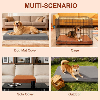 BEAUTYZOO Waterproof Dog Bed Cover Replacement Washable, Soft Plush Dog Bed Covers Removable with Zipper, Antislip Noiseless Ped Hair Pee Resistant Bedding Liner for Puppy Cat, 36x23inch, Grey L