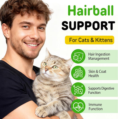 Hairball Treatment for Cats, Hairball Remedy Treats Chews, Cat Furball Treatment, Prevent Hairballs for Indoor Cats, Supports Skin & Coat, Vitamins for Digestion, Chicken Flavor (60 Day Supply)