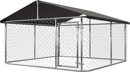 80"x 80" Outdoor Dog Enclosure Heavy Duty Dog Kennel House Mesh Dog Big Cage Pet Kennel Steel Fence with Secure Lock