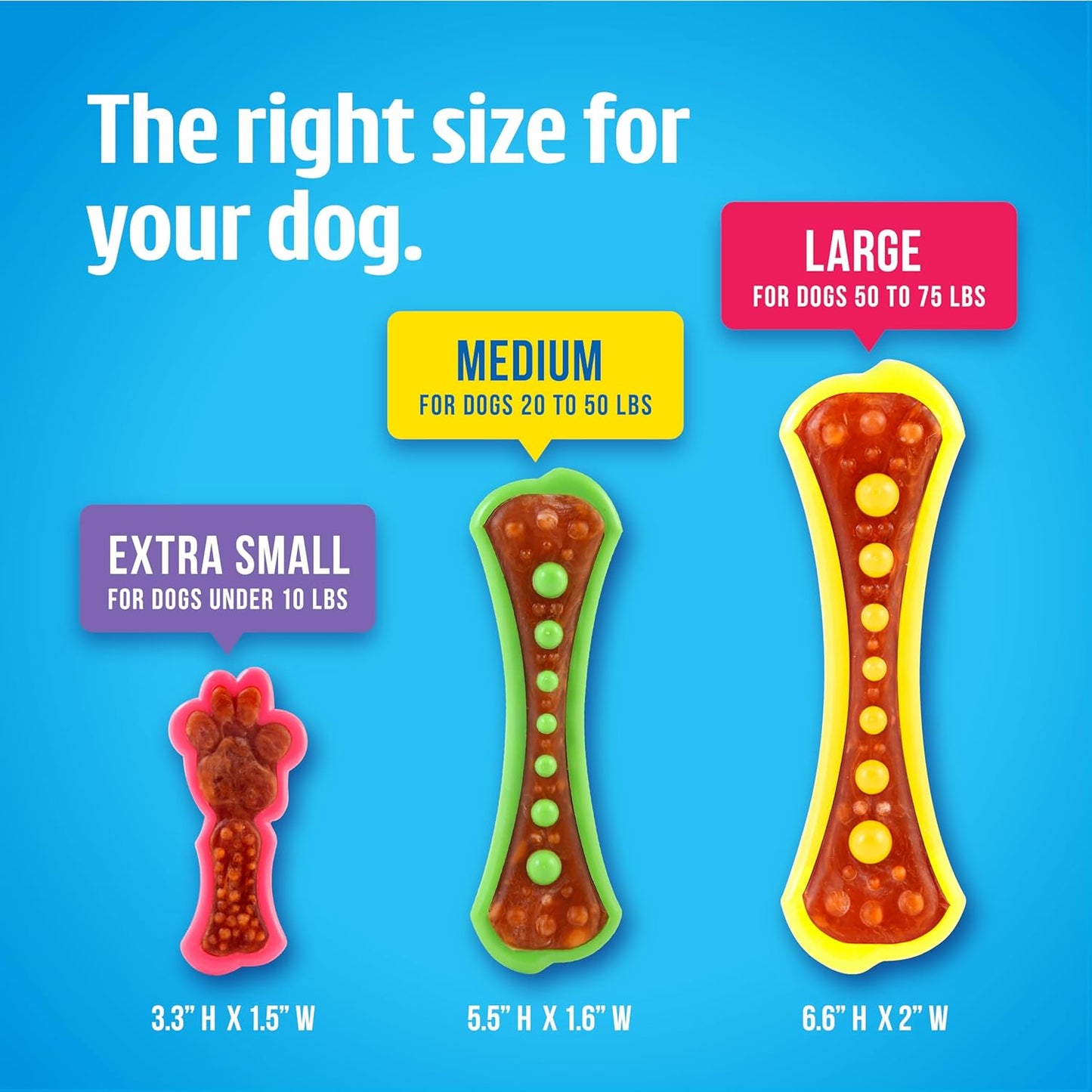 Hartz Chew 'n Clean Dental Duo Dog Treat & Chew Toy, Color Varies, Medium, 3 Pack