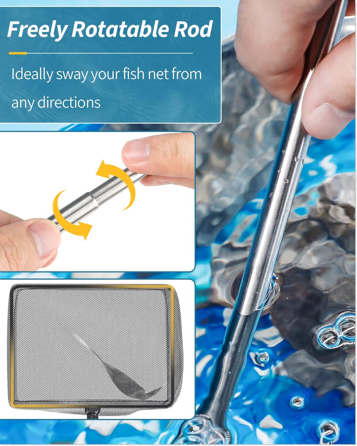 Pawfly Aquarium Fish Net with Extendable 9-24 Inch Long Handle for Betta Fish Tank Small Koi Pond and Pool