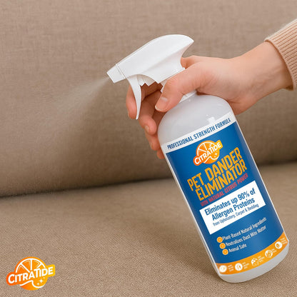 Dander Eliminator Spray – Plant-Based Pet Allergy & Dander Remover – Breaks Down Pet Dander, Dust Mites & Odors Naturally – Safe for Bedding, Furniture & Carpets – USA Made 32oz