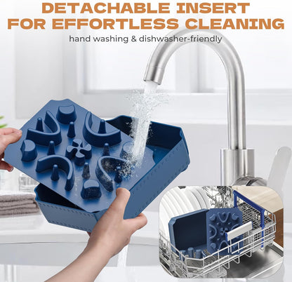 UPSKY Slow Feeder Dog Bowl, 2-in-1 Raised Dog Bowl with Anti-Choking Maze Puzzle, 2-6 Cups Pet Food for Small & Medium Breeds, Interactive Pet Feeder to Slow Eating, Reduce Boredom Blue