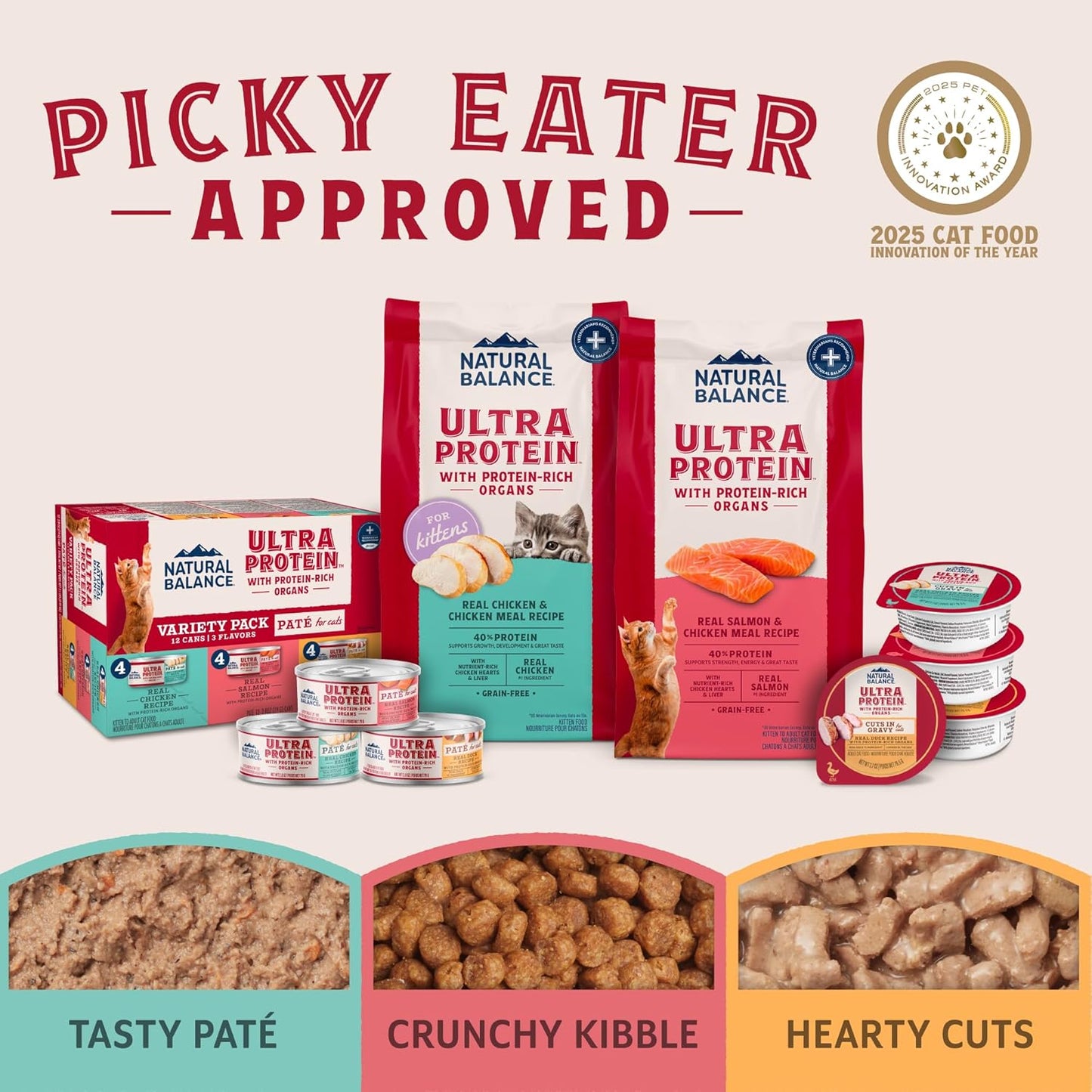 Natural Balance Ultra Protein Dry Cat Food, Real Salmon & Chicken Meal Recipe with Chicken Liver & Chicken Hearts - 3 lbs.