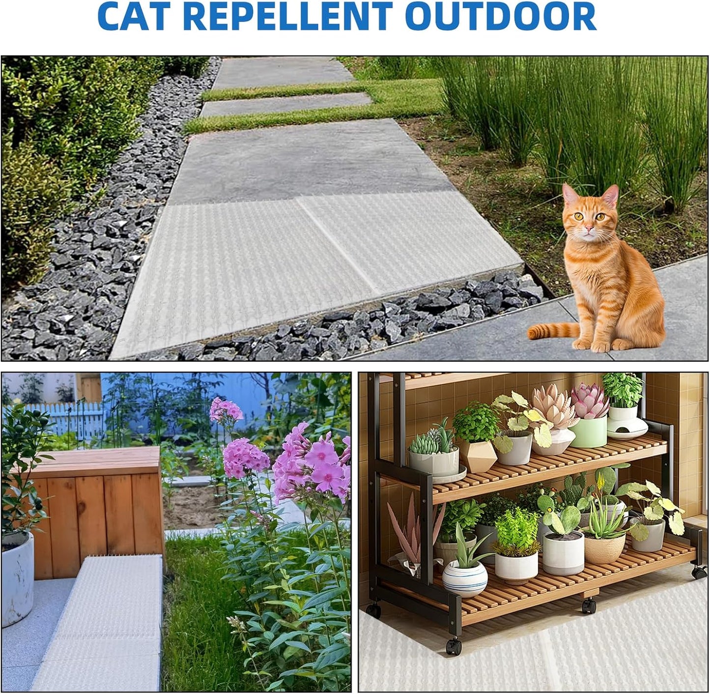 12 Pack Scat Mat for Cats with Spikes, Cat Repellent Mat Deterrent Indoor, Training Pads Keep Dogs and Cats Off Couch, Bed, 16 x 13 Inch Garden Scat Mats Outdoor