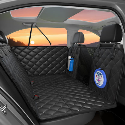 Dog Car Seat Cover for Back Seat, Hard Bottom Back Seat Extender for Dogs - Supports 400lbs,New Waterproof, Scratch Resistant, Anti Slip Portable Dog Hammock