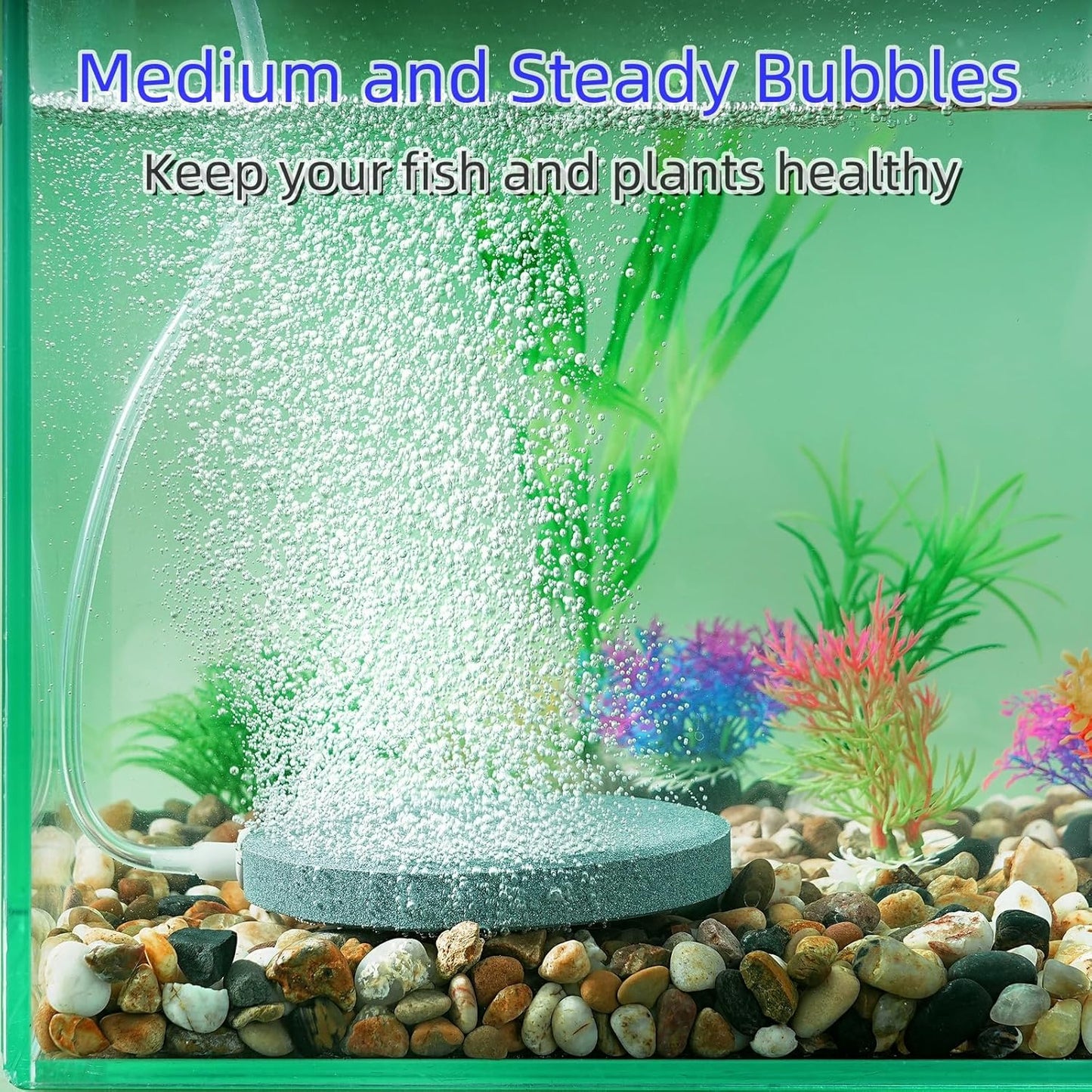 AQUANEAT Air Stone Disc, 4 Packs, Aerator Bubble Diffuser, Air Pump Accessories for Hydroponics, Aquarium Fish Tank, Ponds, DWC Reservoirs and Circulation System (4.8 inch)