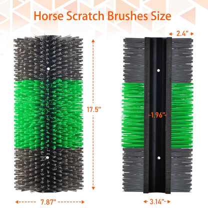 4PCS Livestock Scratch Brushes, Green (Including 304 Stainless Steel Screws, Best Firm Bristle Brushes, Suitable for Horses, Cows, Sheep, Pigs, Deer etc.)