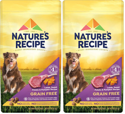 Nature′s Recipe Grain Free Lamb, Sweet Potato & Pumpkin Recipe Dry Dog Food, 4 lb. Bag (Pack of 2)