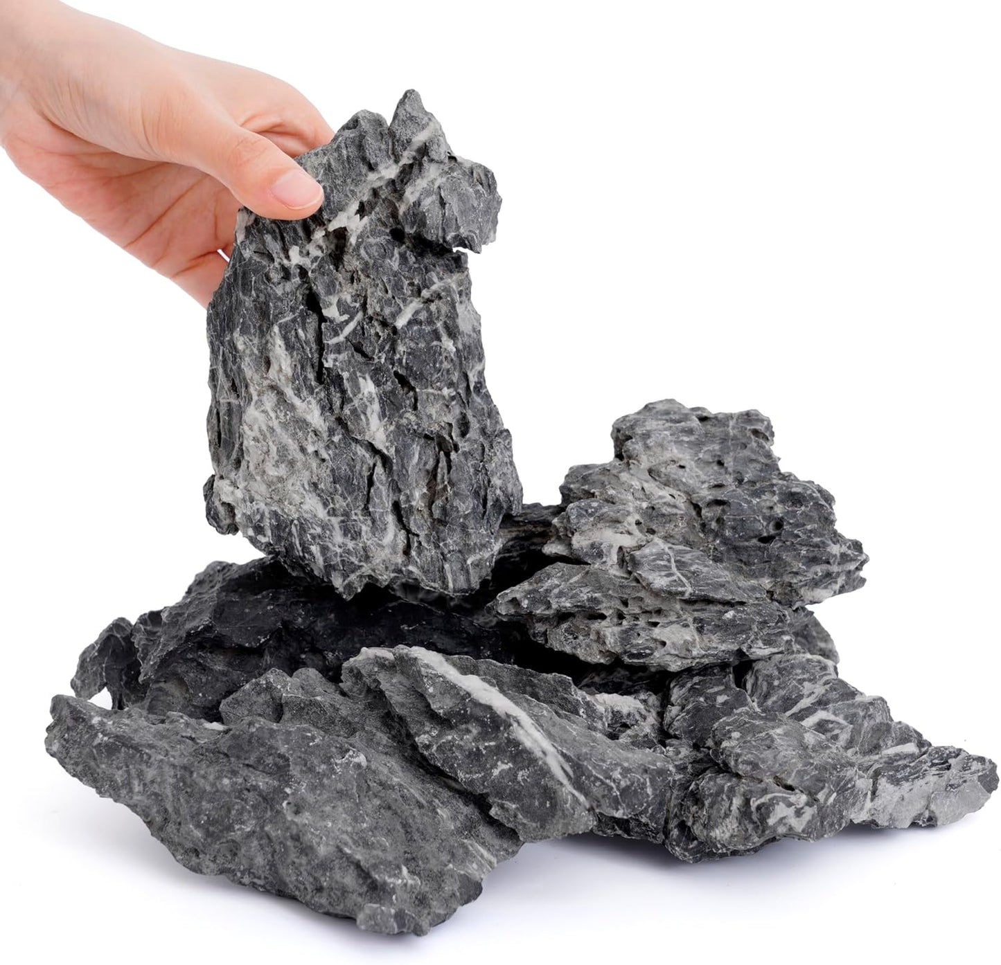 6-8 Inches Natural Seiryu Stone 6 PCS Aquarium Rocks for Aquascaping, Aquarium Landscaping, Terrariums, Fish Tank Decoration, Vivariums, Paludarium, Reptile and Amphibian Enclosures