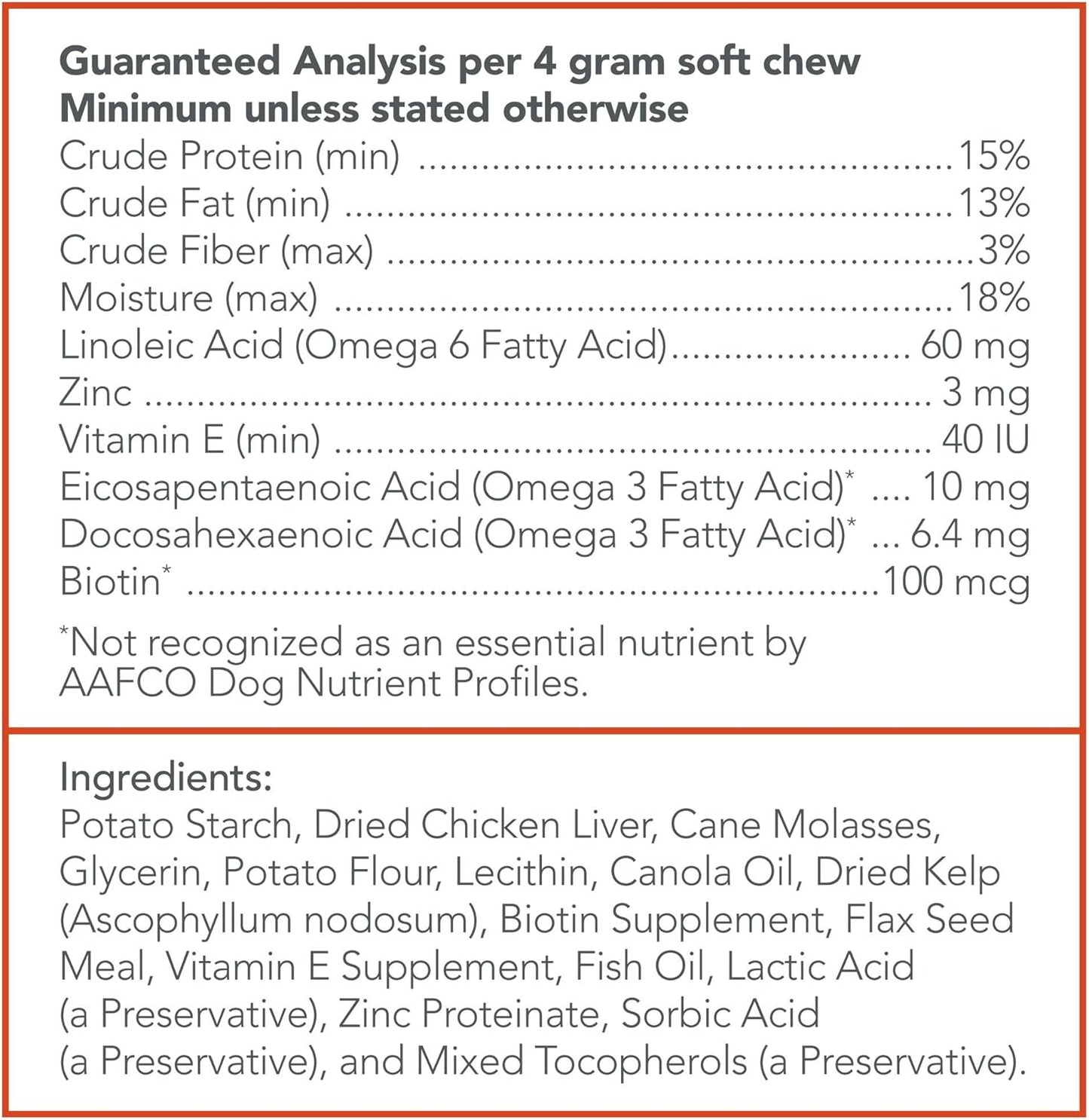 Vet's Best Skin & Coat Dog Supplements - Formulated with Vitamin E and Biotin to Maintain Dogs Healthy Skin and Coat - 50 Chewable Tablets