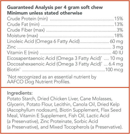Vet's Best Skin & Coat Dog Supplements - Formulated with Vitamin E and Biotin to Maintain Dogs Healthy Skin and Coat - 50 Chewable Tablets