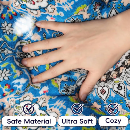 Washable Dog Crate Bed, Ultra Soft & Anti-Slip Crate Pad, Cozy Kennel Mat for Large/Medium/Small Dogs, Thick & Bohemian Dog Bed Mat (Blue, 30.0" L x 19.0" W x 2.3" H)