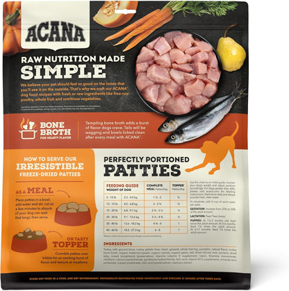 ACANA Grain-Free High Protein Freeze Dried Dog Food & Topper Free-Run Turkey Recipe Patties 14oz Bag