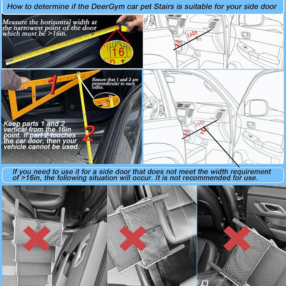 Dog Stairs for Large Dogs - 5 Step Wide 16in High 34in Foldable Dog Ramp for Car Non-Slip Surface Support up to 230lbs - Suitable for SUV,Truck, Sofas, Bed